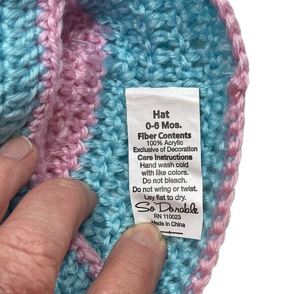 SO DORABLE Hand Crocheted Owl Bird Baby Winter Hat 0-6 Mos. Multi‎ Beanie Boggan - Picture 8 of 12